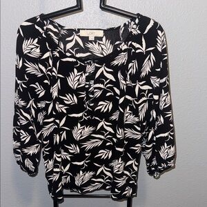 LOFT Monochrome Leaf Pattern Blouse